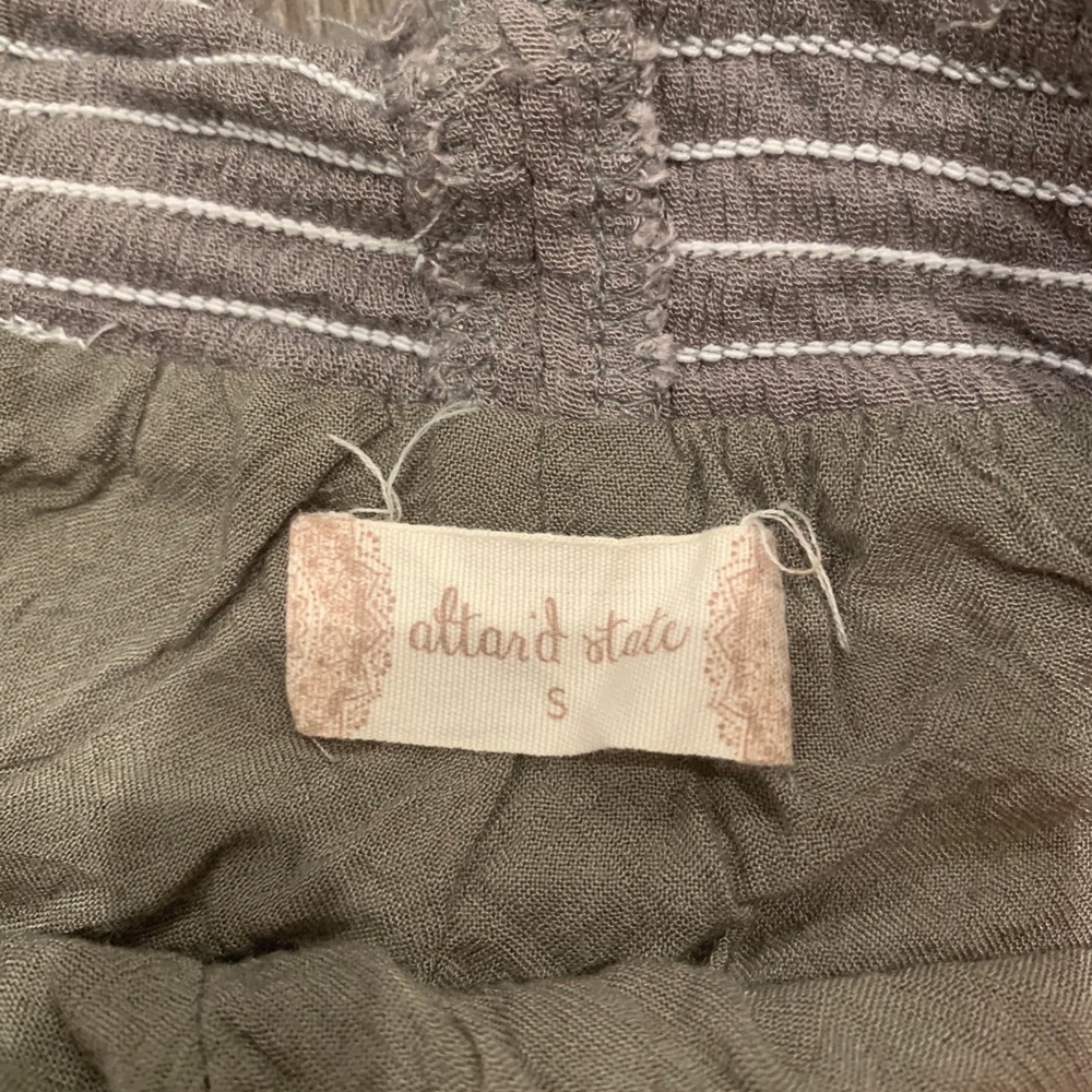 Altar’d State Gray / Olive Embroidered Flowy Short - Picture 3 of 4